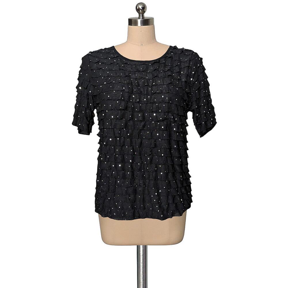 Fun MODERN ATTRACTION Layered Stretchy Ruffled Sequins Top Disco  S